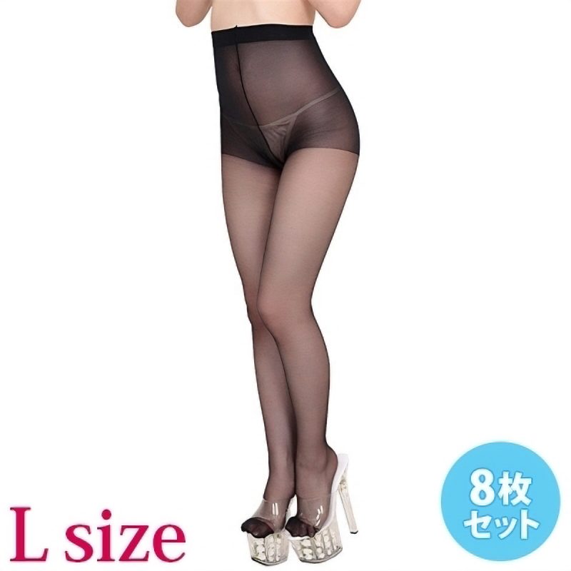 パンティストッキング８枚セットブラックＬサイズ